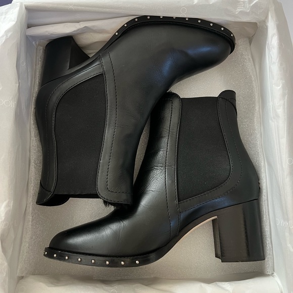 Jimmy Choo Women's Merril 65 Leather & Shearling Block-Heel Booties Size 39 1/2 - Picture 8 of 12